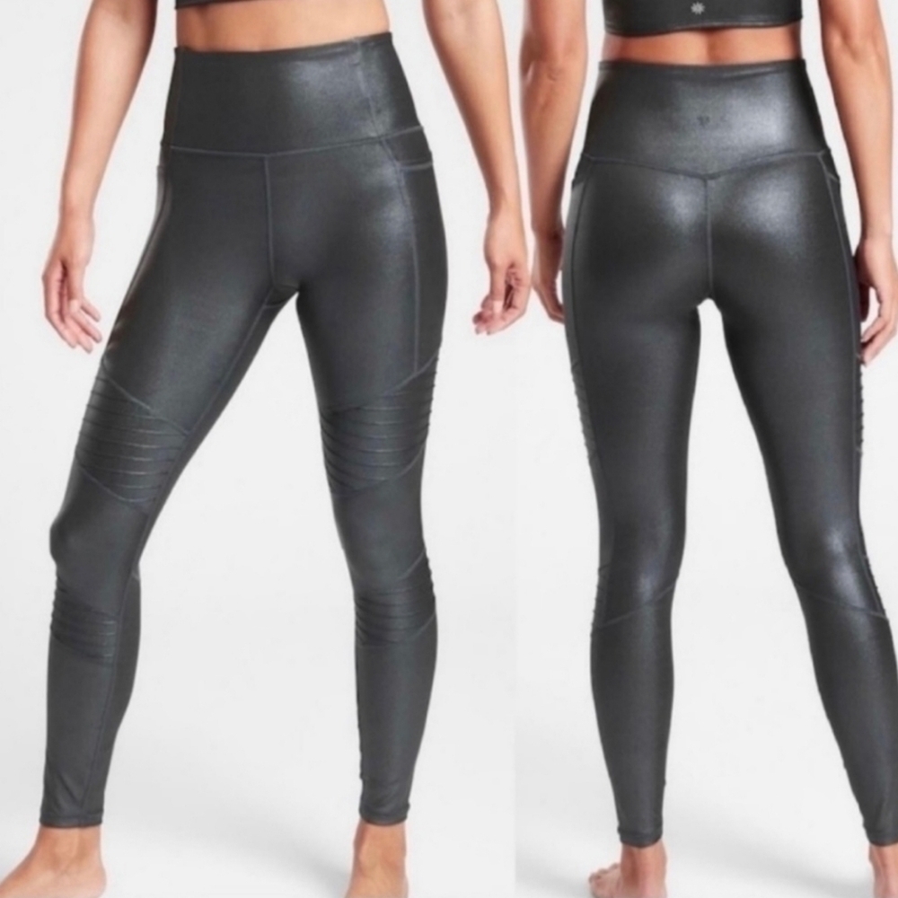 Athleta Inclination Moto tight black shimmer - Picture 2 of 11